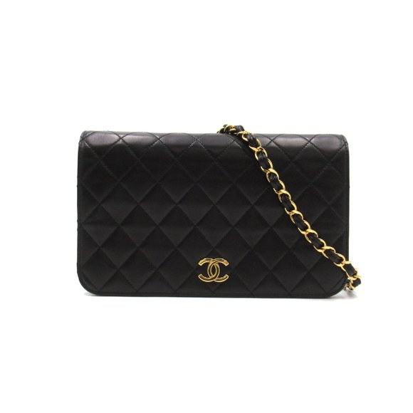 CHANEL Handbags - CHANEL Matelasse Push Lock ChainShoulder Black Lambskin [sheep leather] A03568